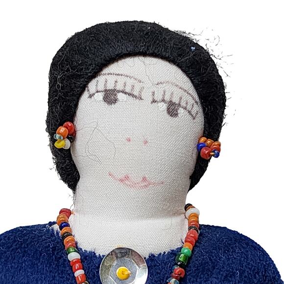 Vintage Native American Handmade Cloth Dolls Folk Art Beaded Primitive Navajo - Picture 7 of 14